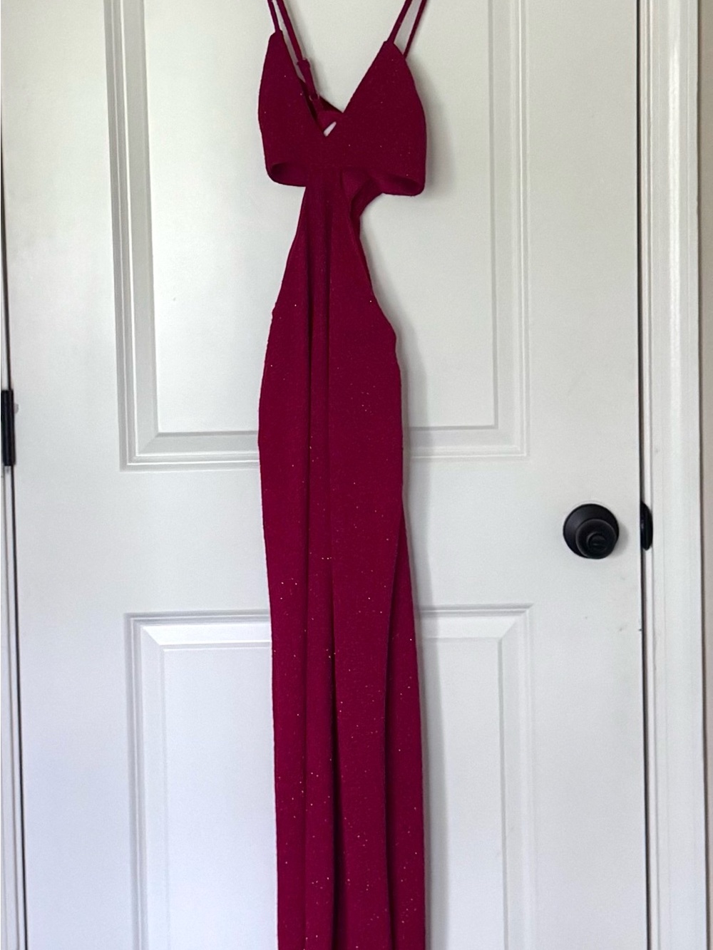 Sparkle Fuchsia Strappy Evening Dress